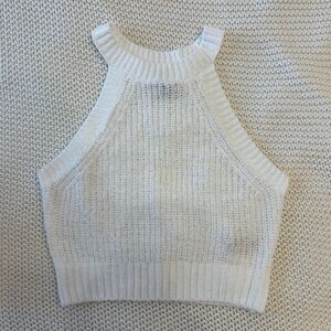 H&M White Knit Halter Crop Top